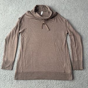 NEW Gap Body Sweater Womens Medium Brown Cosy‎ Fleece Sweatshirt Cowl Neck Soft